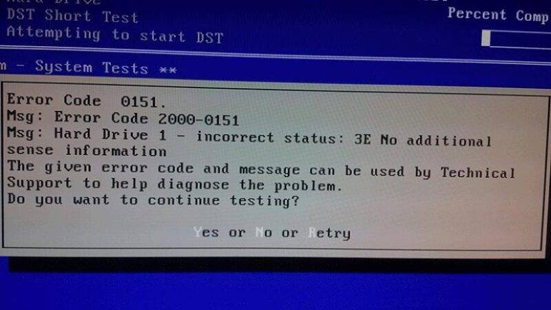 What Is Dell Error Code 2000-0151