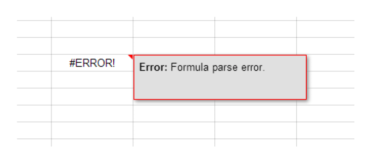 formula Parse Error