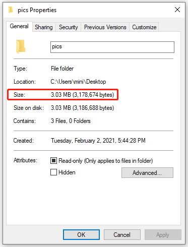 Folder Size Not Showing Windows