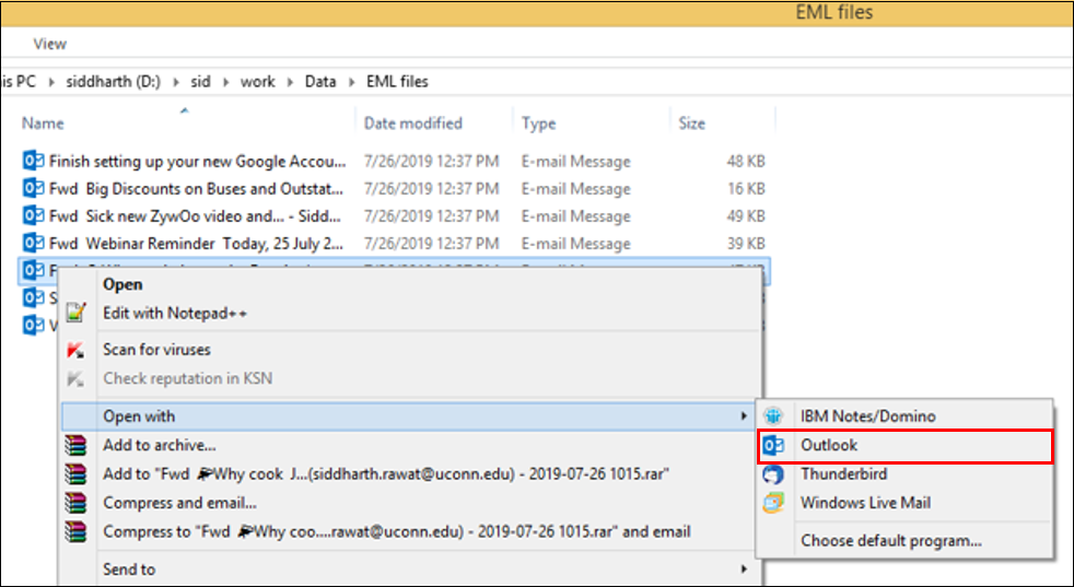 Open an EML File in Outlook 365