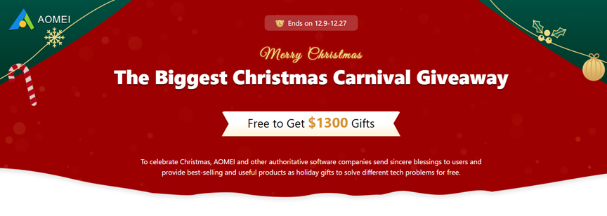 Get a 1300 $Christmas gift from AOMEI