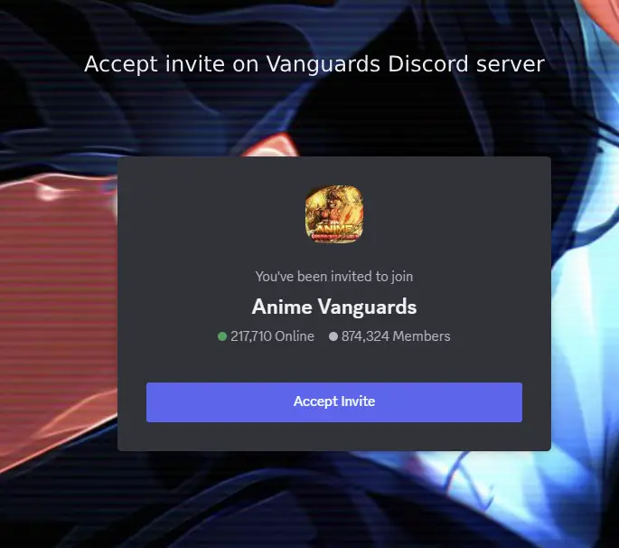 Anime vanguards invitation to join