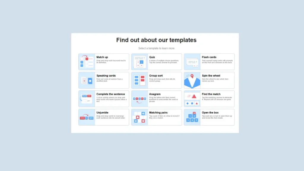 Wordwall templates