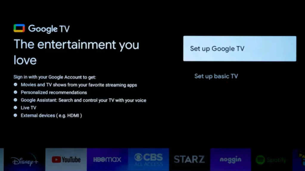 Google TV Setup